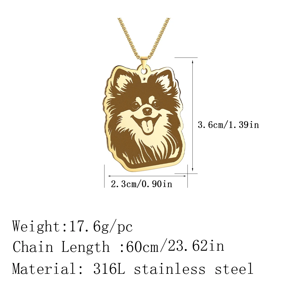 Kinitial Cartoon Pomeranian Dog Necklace For Women Men Lovely Animal Pet Lover Jewelry Pendant Necklace