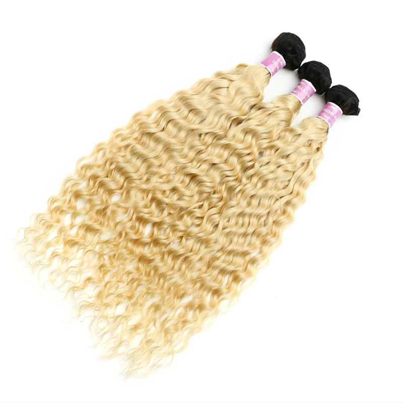 Diva Me 1B 613 Blonde Ombre Deep Wave Bundles mit Verschluss 8–30 Zoll brasilianisches Remy Haar 2 3 4 Bundles mit 4x4 Spitzenverschluss – Detail 7