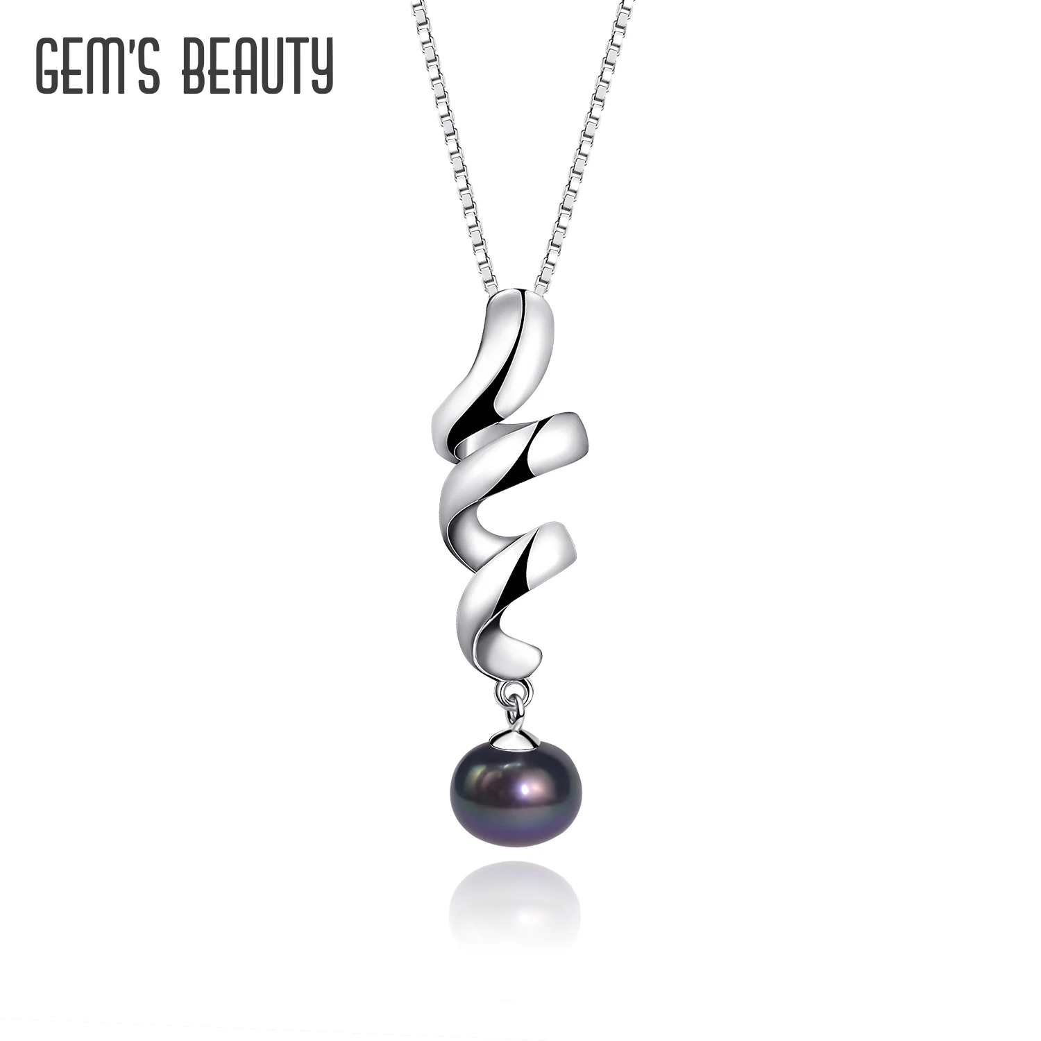 

GEM'S BEAUTY Fashion Design Style Black Pearl 925 Sterling Silver Necklace Best Birthday Gift Perfect Necklace All Occasions