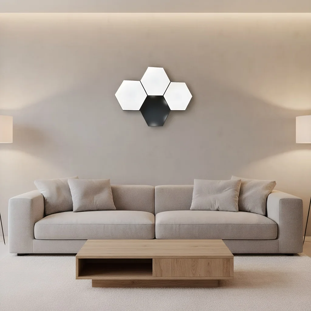 

​​Hexagonal Touch LED Wall Light - Neutral White Night Light 6-Pack​​