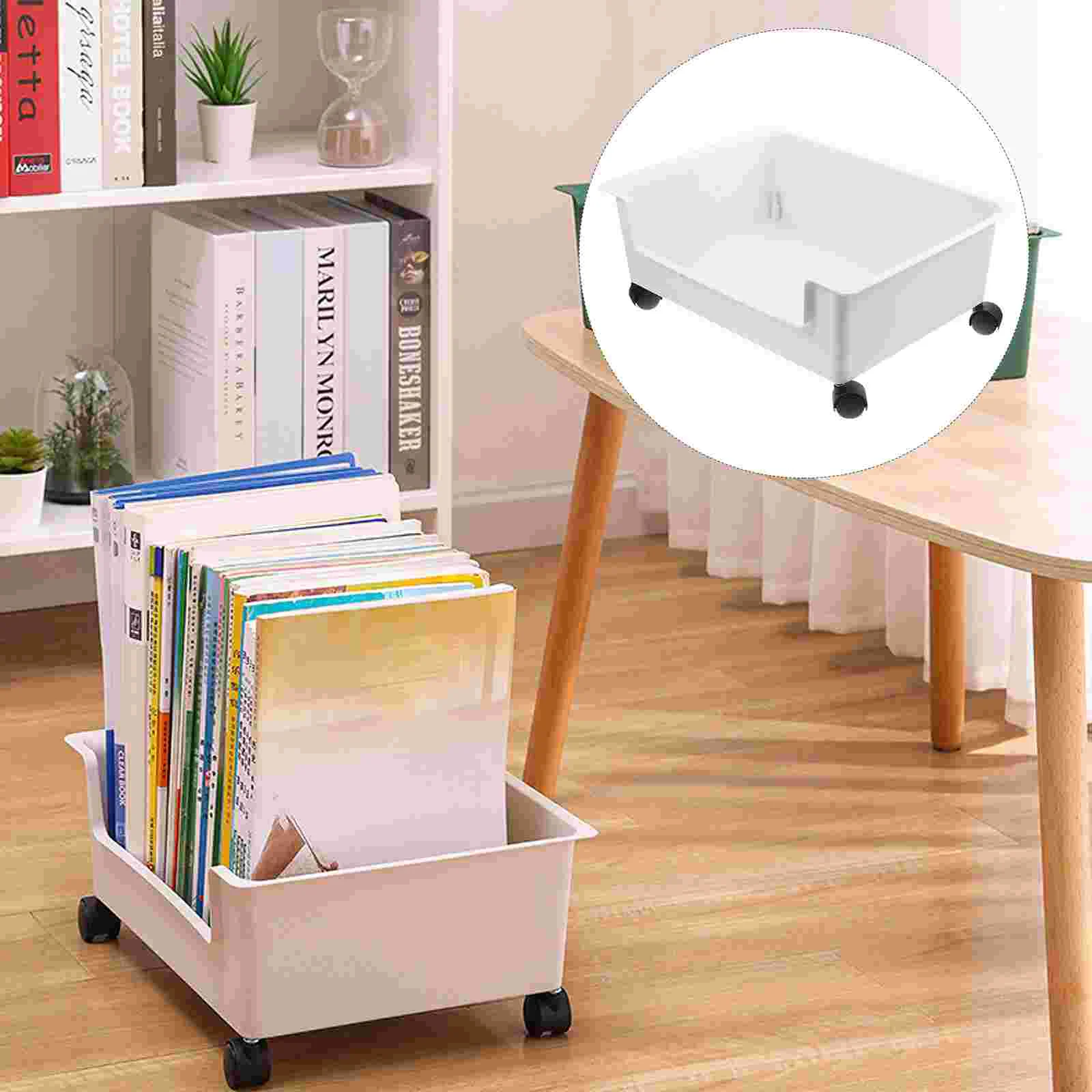 Book Storage Box Children Bookshelves for Kids Shelf Room White Bookshelf Bins Wheels Office Drawers Folder Bookcase