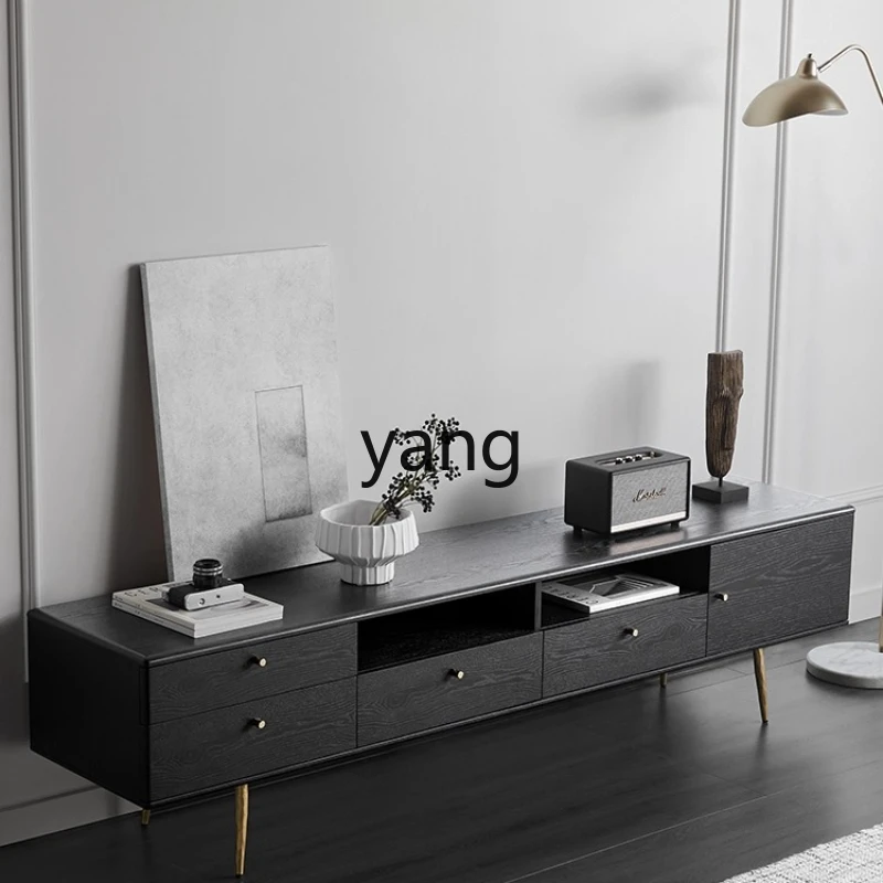 

LZr Living Room Small Apartment TV Cabinet and Coffee Table Set Nordic Solid Wood Floor Cabinet