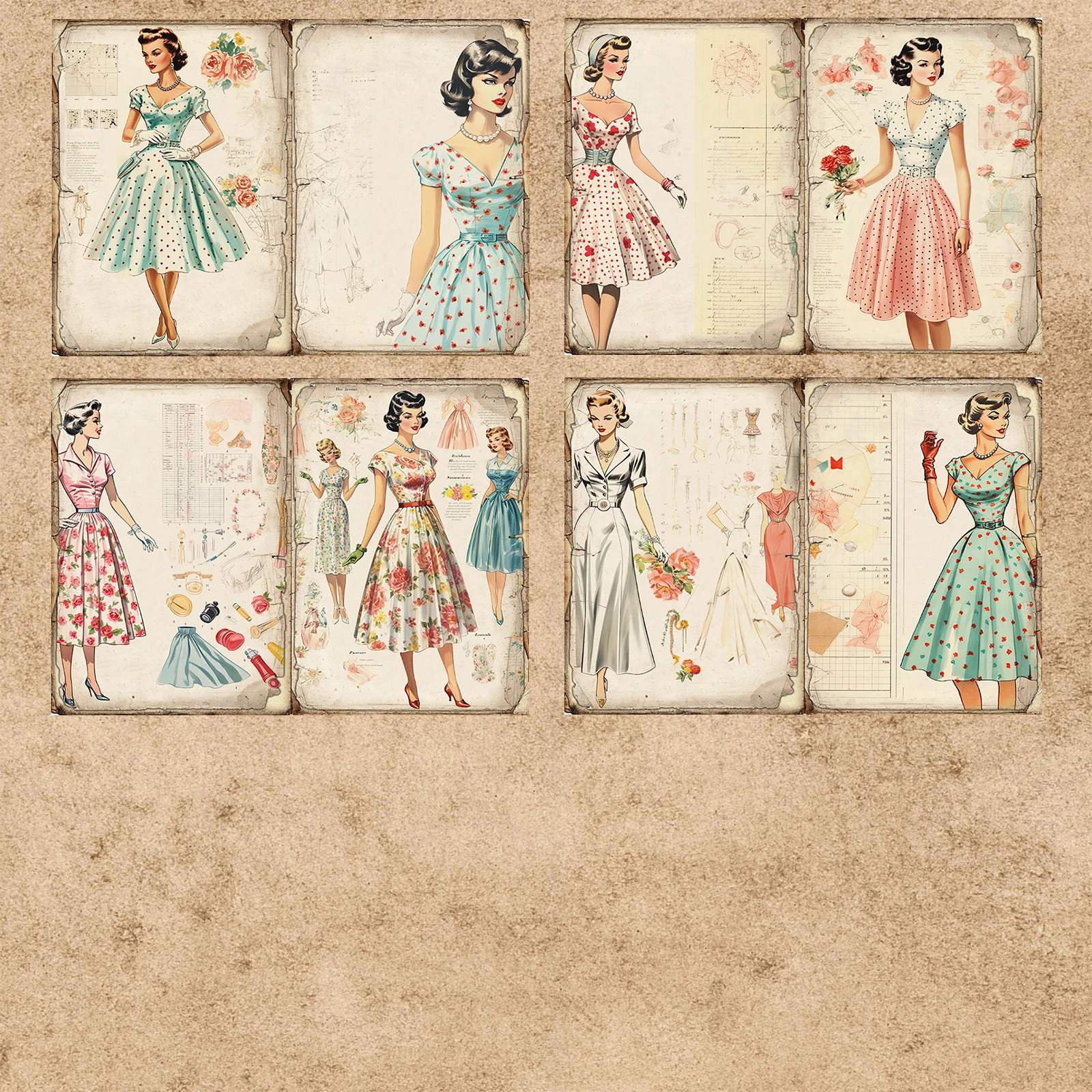 20 Sheets A5 Size Victorian Elegant Dress For Girls Vintage Grunge Journal Planning Scrapbooking