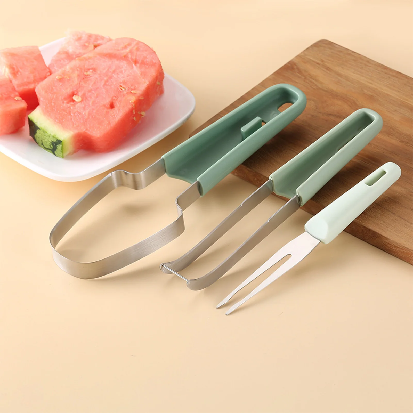 Fruit Slicer Stainless Steel Fruit Digger For Watermelon Cantaloupe Muskmelon Casaba Non Dirty Hand Fruit Slicer Kitchen Tools