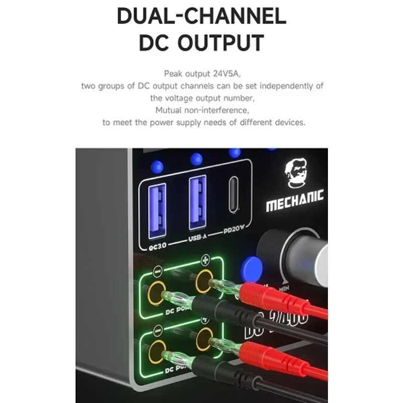 Alimentation mécanique unique DC-2405 DC, contrôle numérique 24V 5A, sortie DC double canal, Protection contre les surcharges, protocole de charge rapide