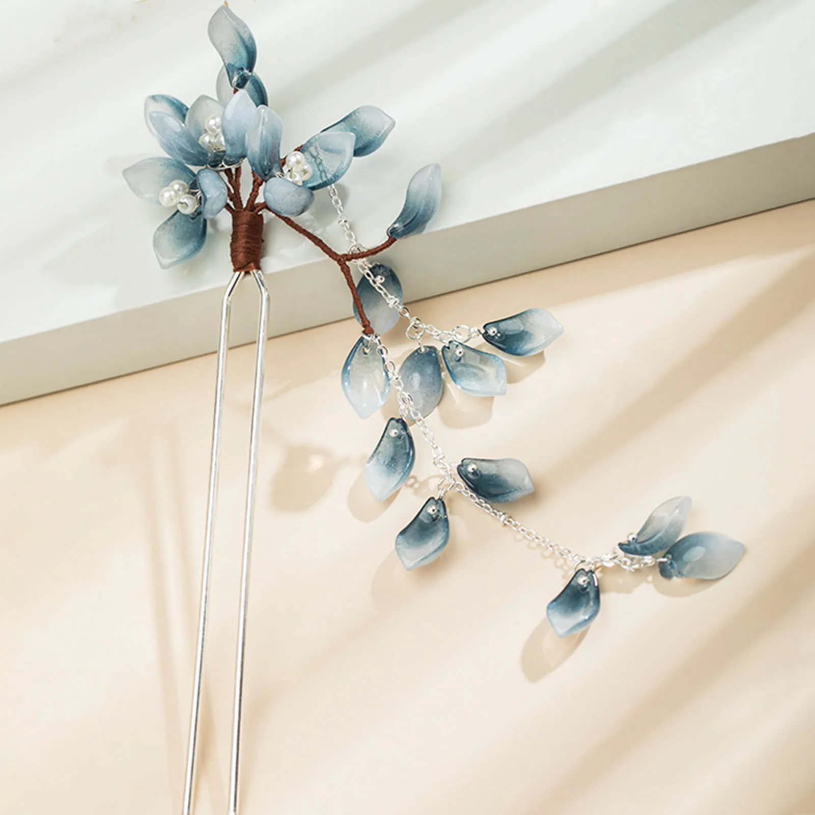U Shape Hairpin Glazed Flower Hair Stick Chinese Han Custme Hair Accessories Vintage Girls Fringe Hair Clip Step Shaking Jewelry