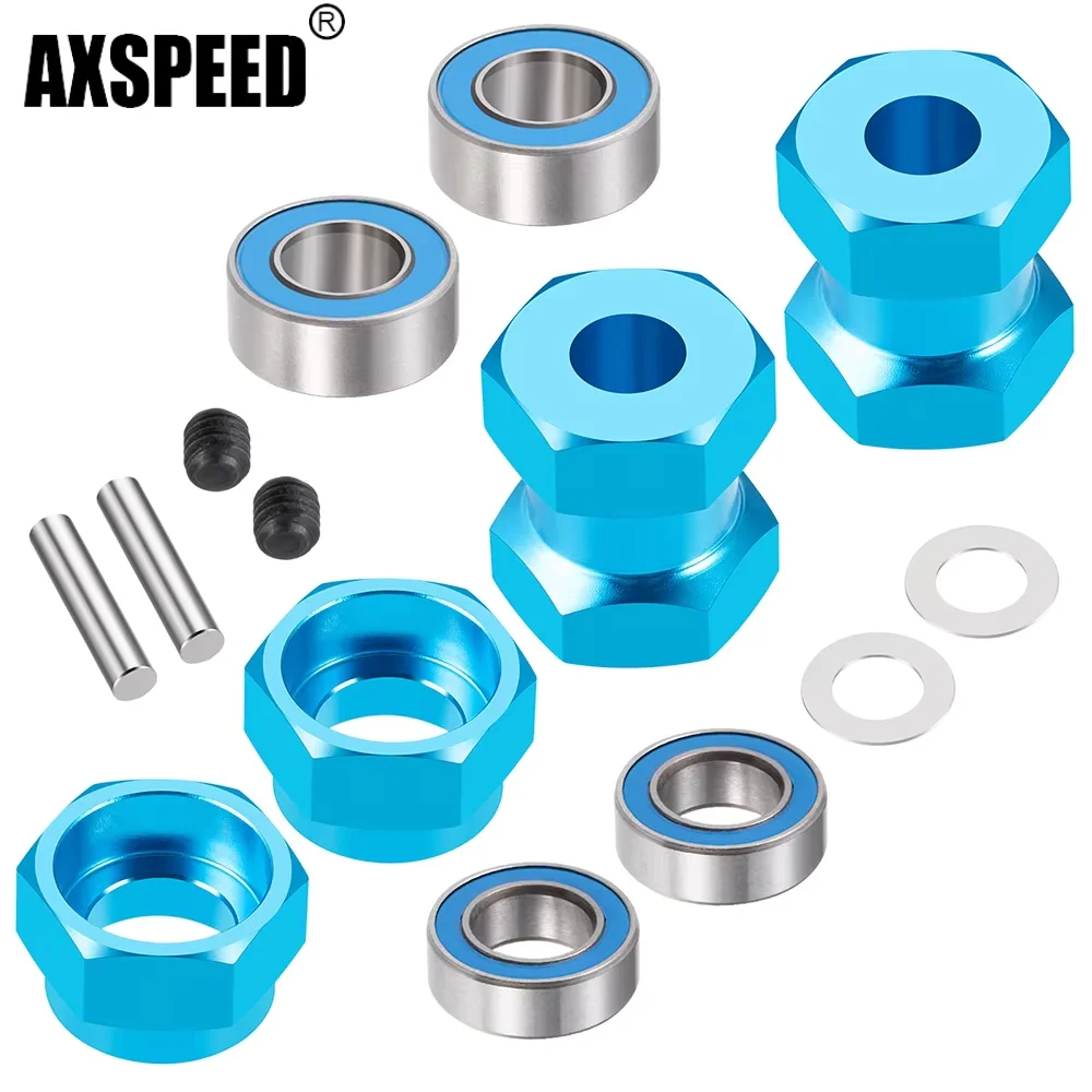 AXSPEED 12mm Sechskant-Radnaben-Verlängerungsadapter mit Lagern für 1/10 RC Crawler Upgrade-Teile für Tamiya 58346 Grasshopper