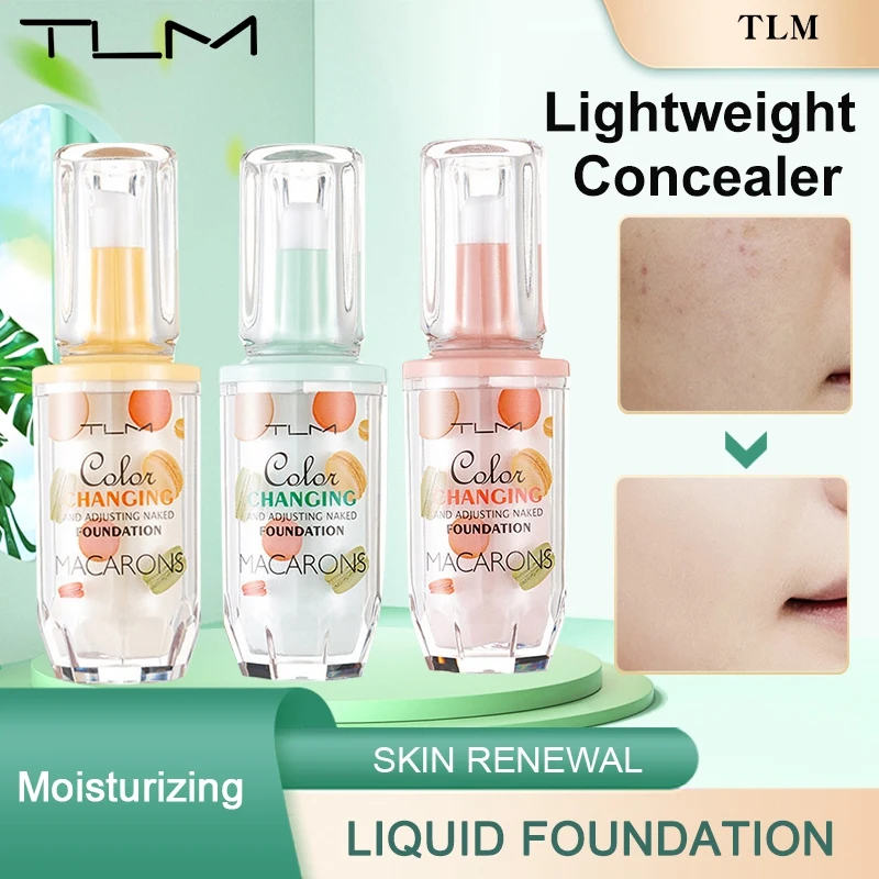 

2Pcs TLM Face Foundation Full Concealer Waterproof Matte Brighten High Coverage Makeup Base Liquid Foundation TUM 35ML