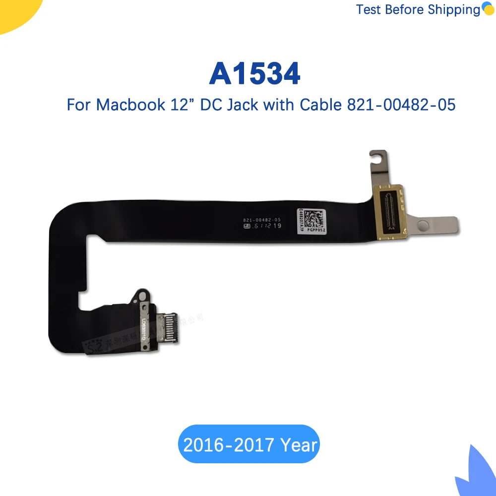 A1534 DC Jack I/O USB-C Connector Board DC IN Power Jack With Flex Cable 821-00482-A 821-00482 821-00828-A For Macbook 12