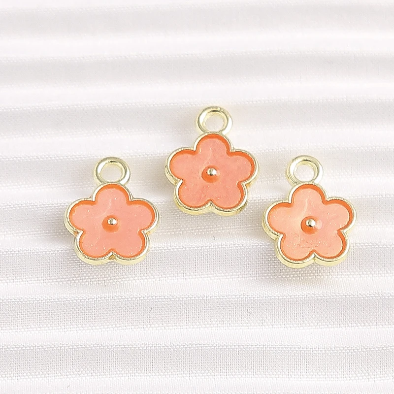 10 Stück 9 x 12 mm niedliche Mini-Emaille-Blumen-Charms-Anhänger für Schmuckherstellung, Halsketten, Ohrringe, Armbänder, DIY, handgefertigtes Bastelzubehör – Detail 5