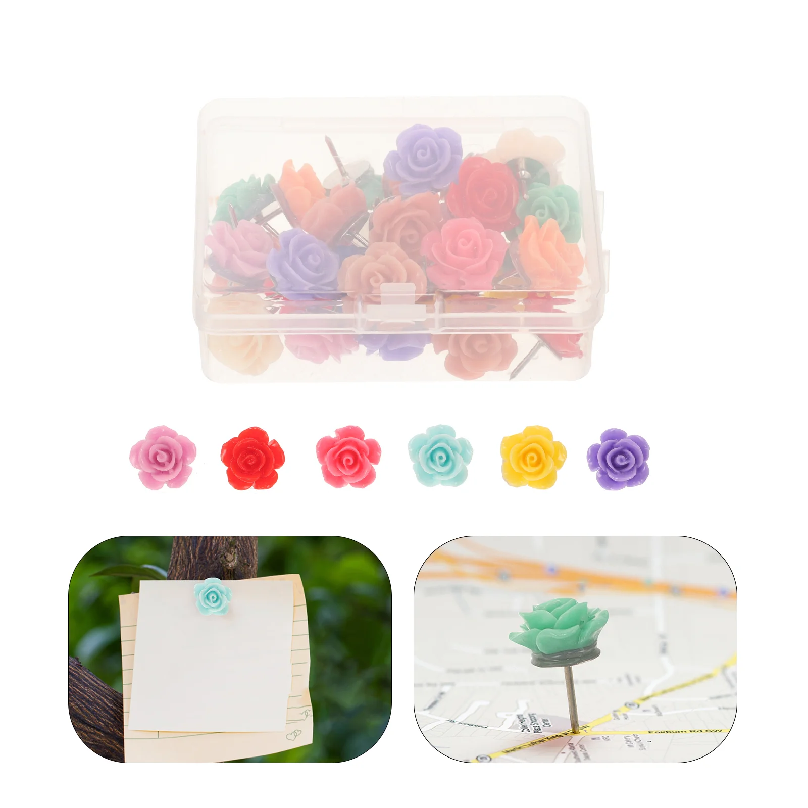 

30 Pcs Message Board Pin Poster Supply Decorative Rose Tacks Multi-function Thumb Pushpins Flat