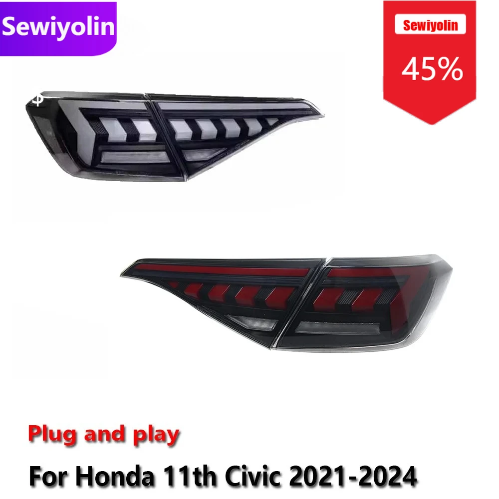 

Car DRL LED Tail Light Assemblies For HONDA Civic 2021-2024 Auto Fog DRL Brake Turn Signal Lamp Plug And Play
