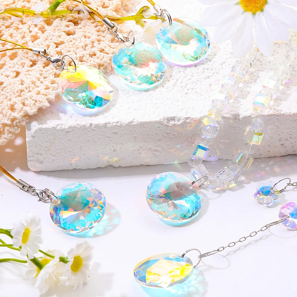 12Pcs/Box Hanging Crystal Pendant Garden Suncatcher Rainbow Prism Crystal Chain for Window Drop Bell Christmas Tree Home Decor