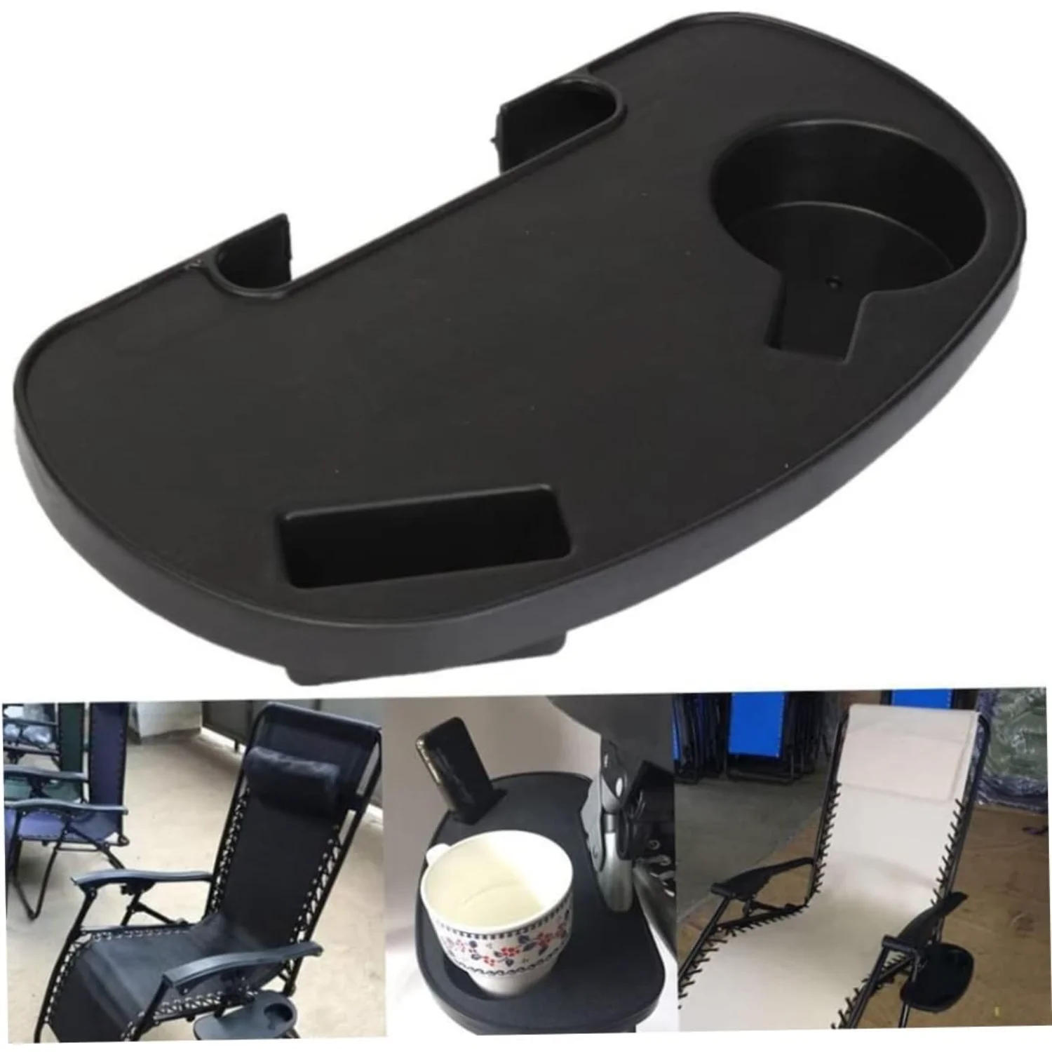 2pcs  Cup Holder for Zero Gravity Chair Utility Tray Clip On Chair Table with Mobile Device Slot and Snack Tray