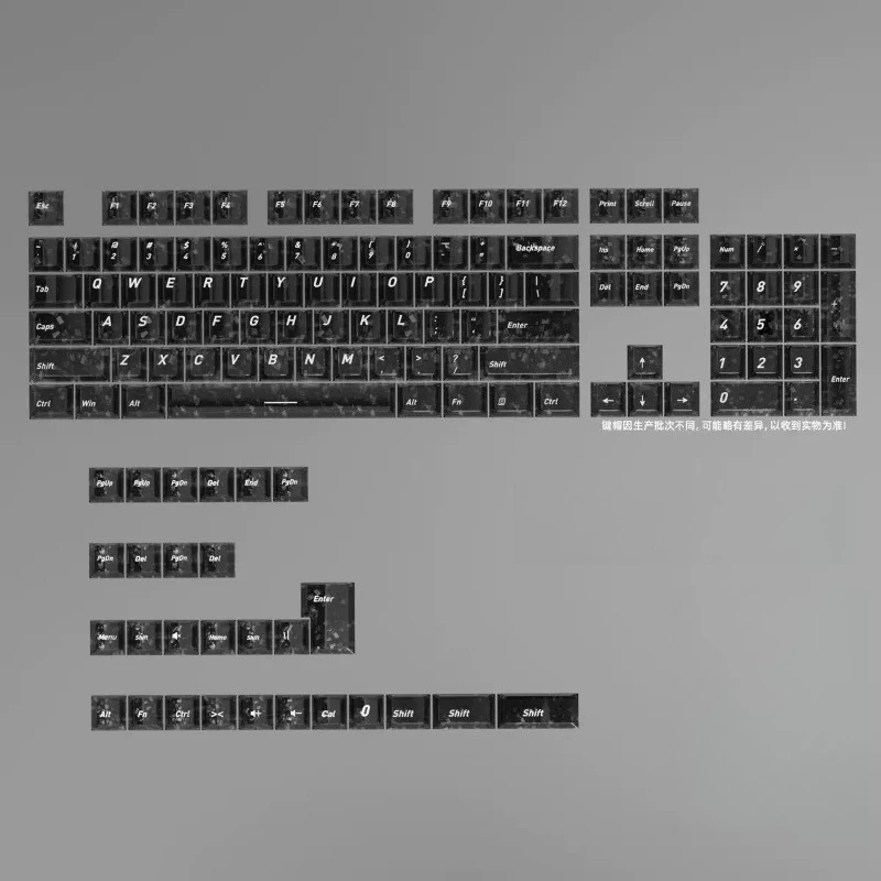 2027 weiße Tastenkappen mit Kohlefaser-Textur, Cherry-Profil, transparente PC-Tastenkappen mit seitlichem Aufdruck für mechanische MX Cherry-Tastaturen