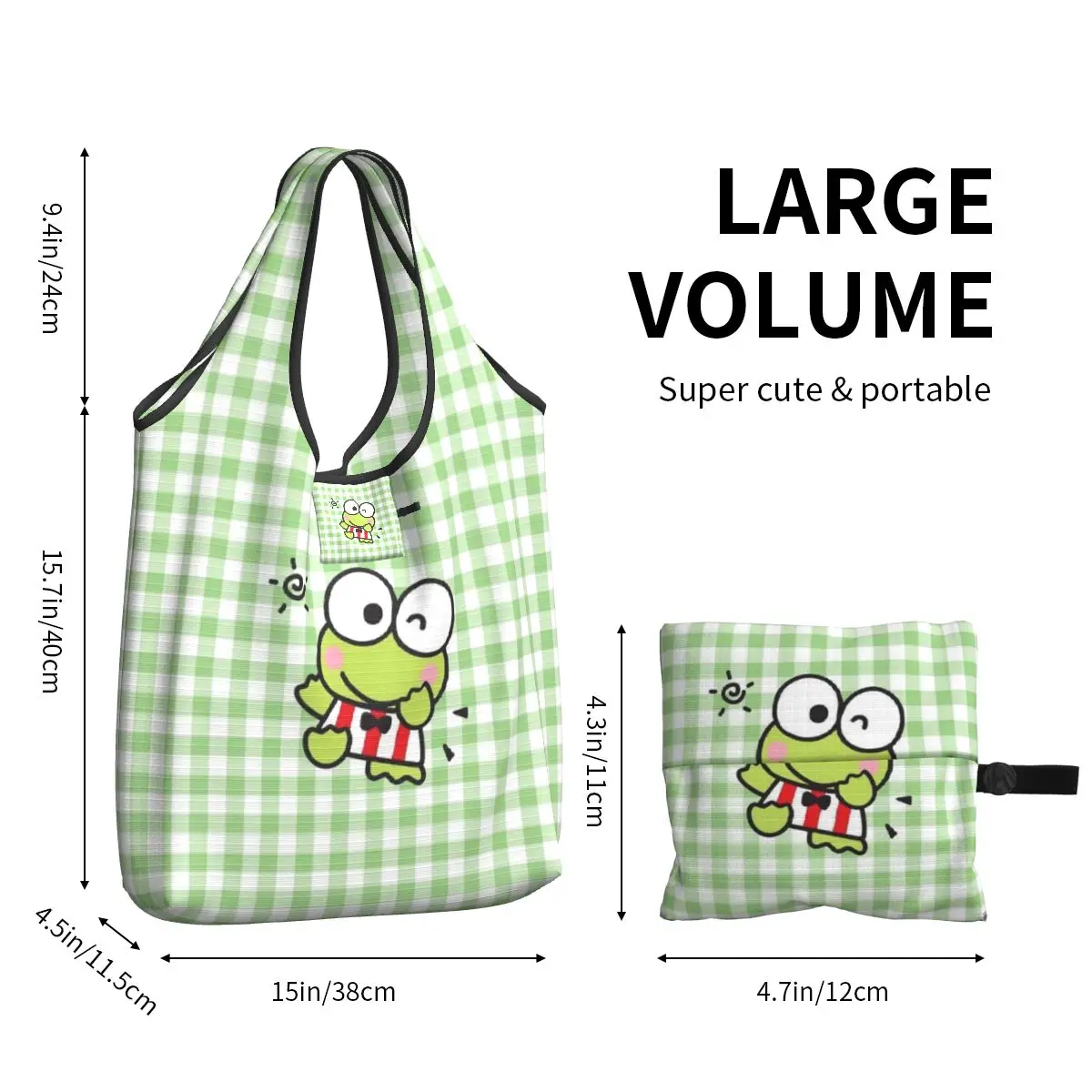 Bolso de hombro portátil del comprador de las comestibles de Anime de Manga de los bolsos de compras de Keroppi de la moda de encargo