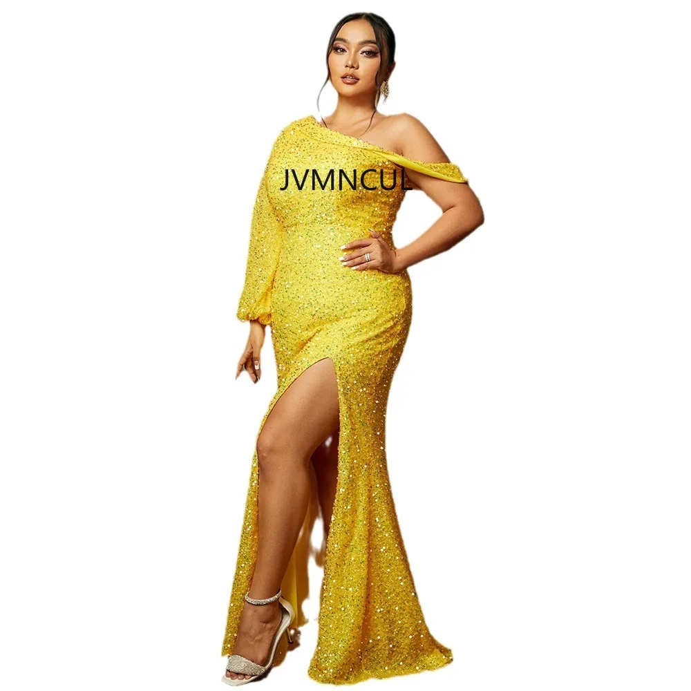 2025, elegantes Abendkleid in Übergröße für kurvige Frauen, auf Lager mit luxuriösen Pailletten, perfekt für Hochzeits- und Bankettveranstaltungen