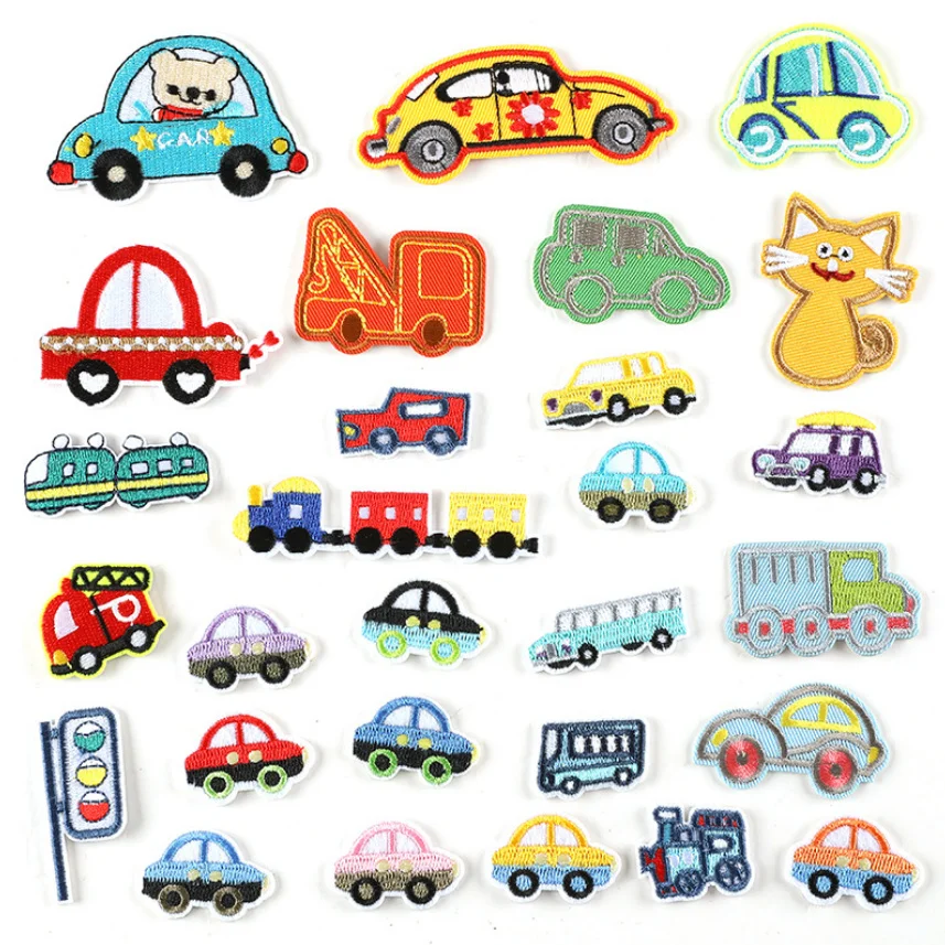 10 Pcs Mini Car Iron Sew On Embroidered Patch Embroidered Clothing Hat Bag Shoe Repair Material Phone Gift Box Decor Accessory