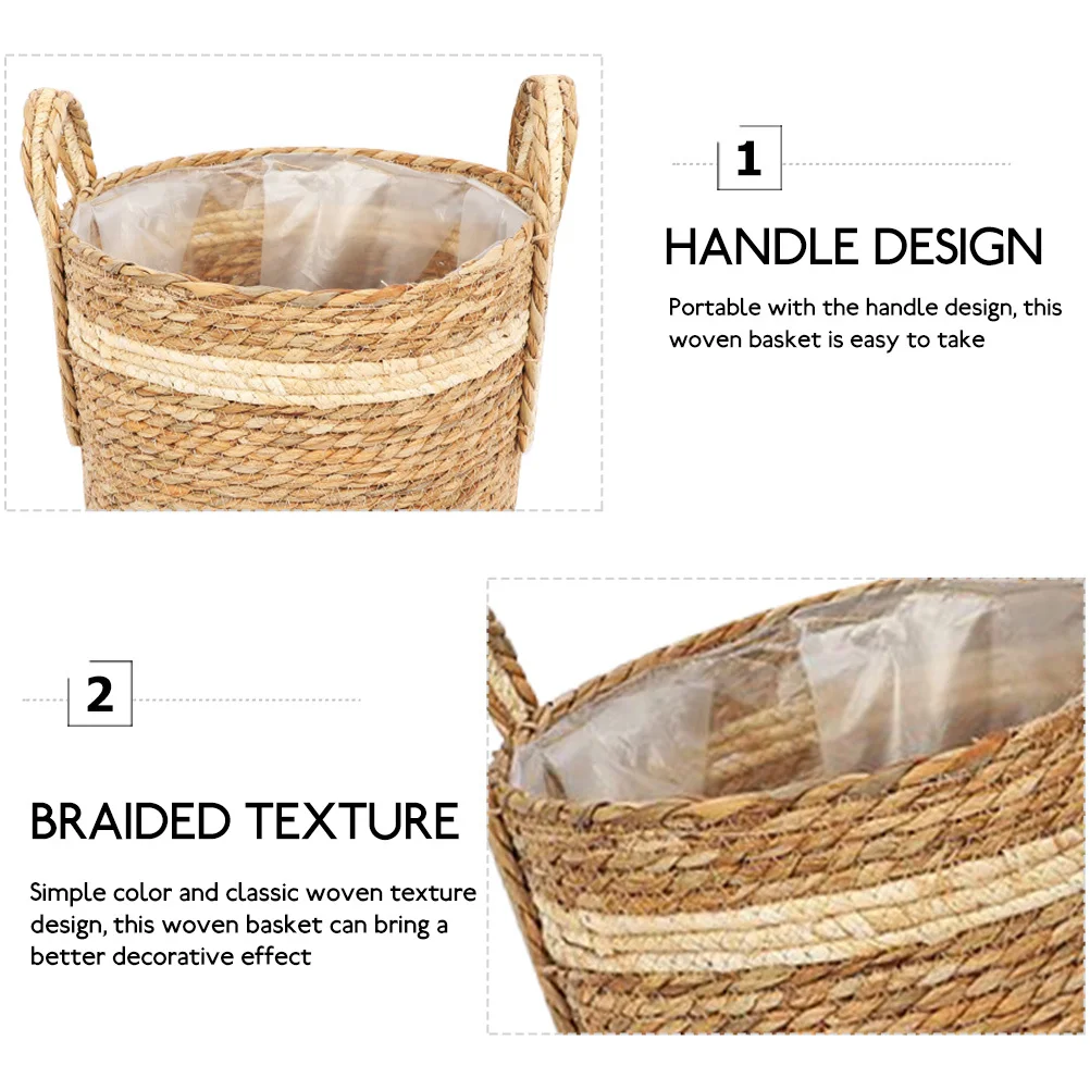 

Woven Basket Storage Container Straw Rattan Flower Pot Handmade Decorative Basket For Wedding Dried Flowers Garden