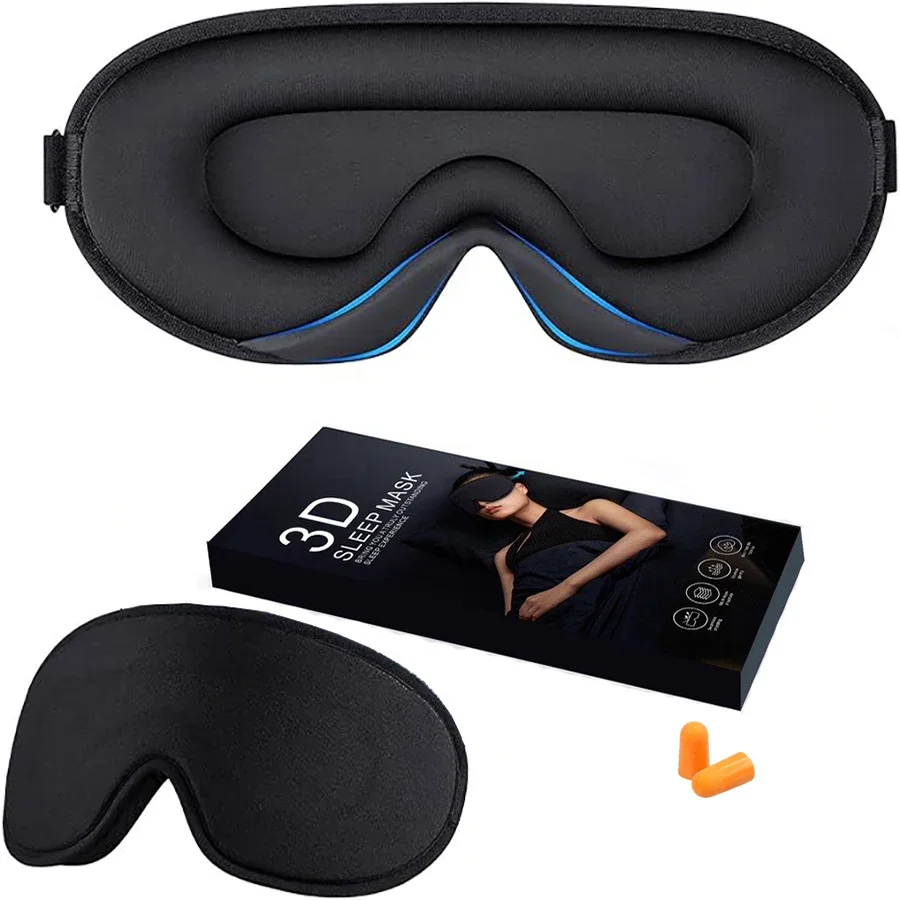 

Total Blackout 3D Sleeping Mask, Super Lightweight & Silky Soft Eye Mask for Sleeping, Fully Adjustable Black