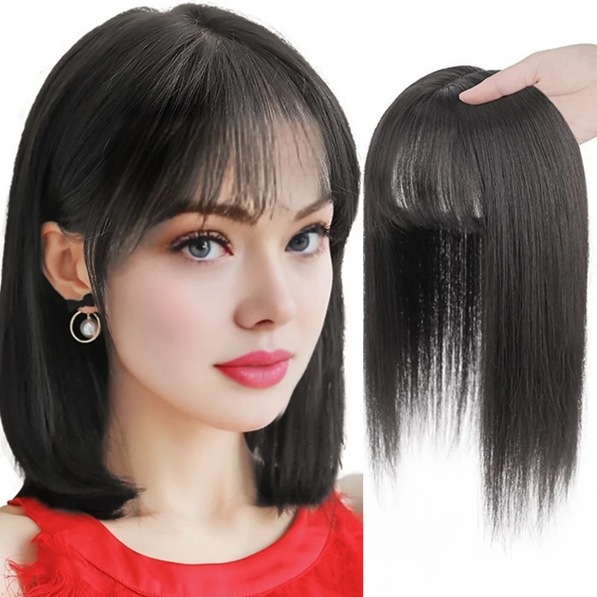 Synthetic Hair Toppers Women Topper 9*12cm Natural Straight Hair Clip In Wigs For Women Hairpiece With bangs