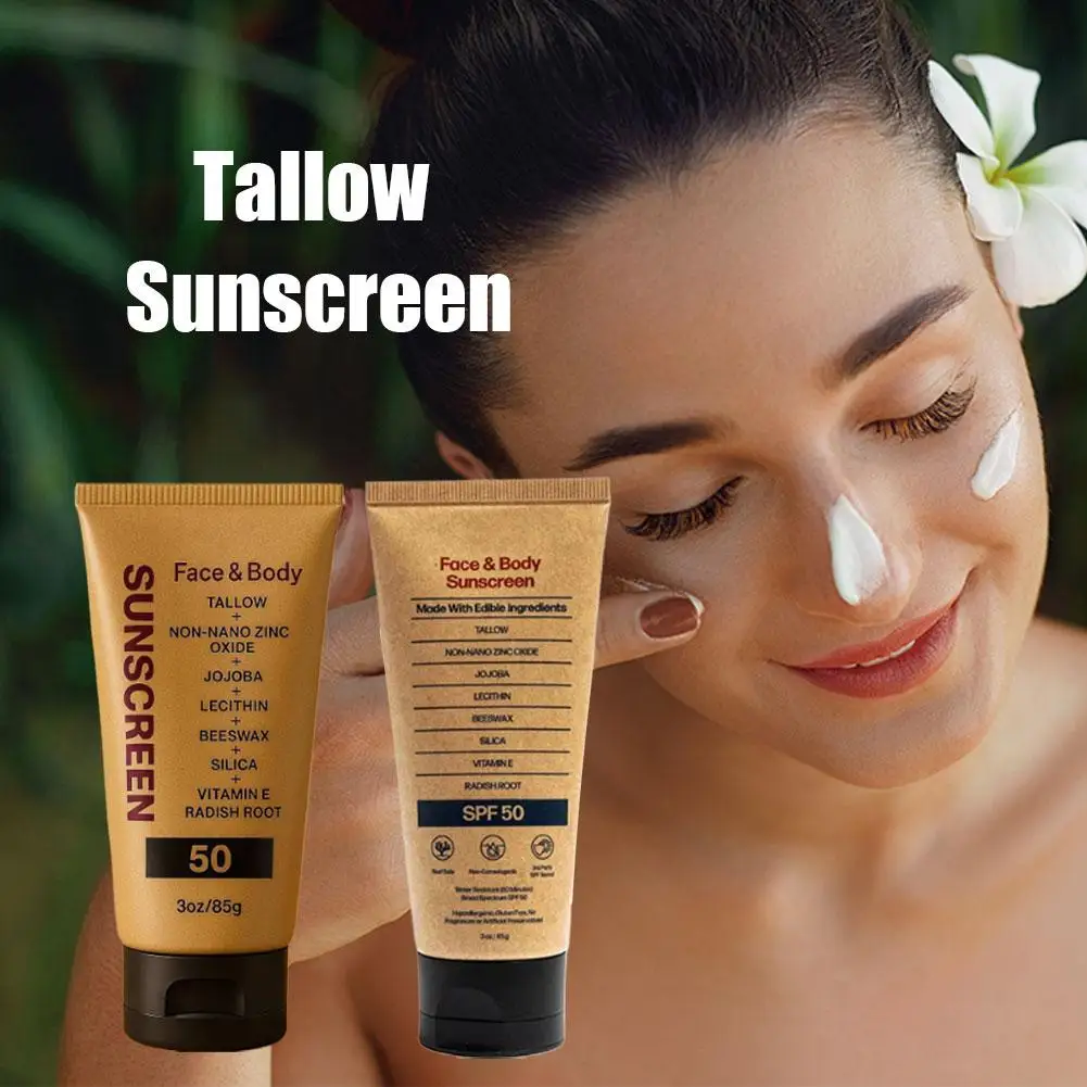 

Mineral Tallow Sunscreen SPF50 SPF 50 Face Sunscreen Cream Natural Tasteless Organic Non-greasy Formula Face Cream
