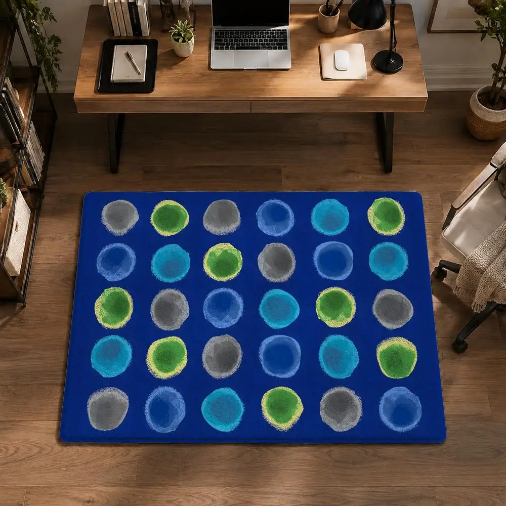 Blue Circle Floor Mat Flannel Non-Slip Washable Soft Rug For Bathroom Kitchen Bedroom Living Room Home Decor