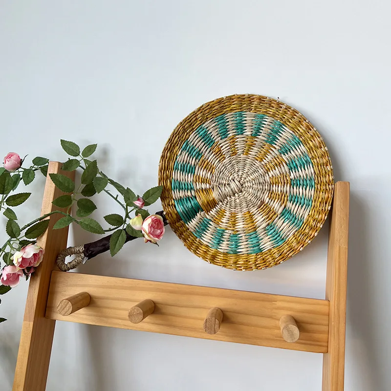 Nordic Handmade Seaweed Weaving Decoration Wall, Homestay Hanging Living Room Entrance Background, Home Wall Fan Pendant