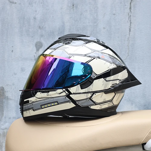 Imagen 2 del producto Casco de motocicleta, casco integral de doble lente para hombres y mujeres, coche deportivo de motocicleta, casco integral para todas las estaciones