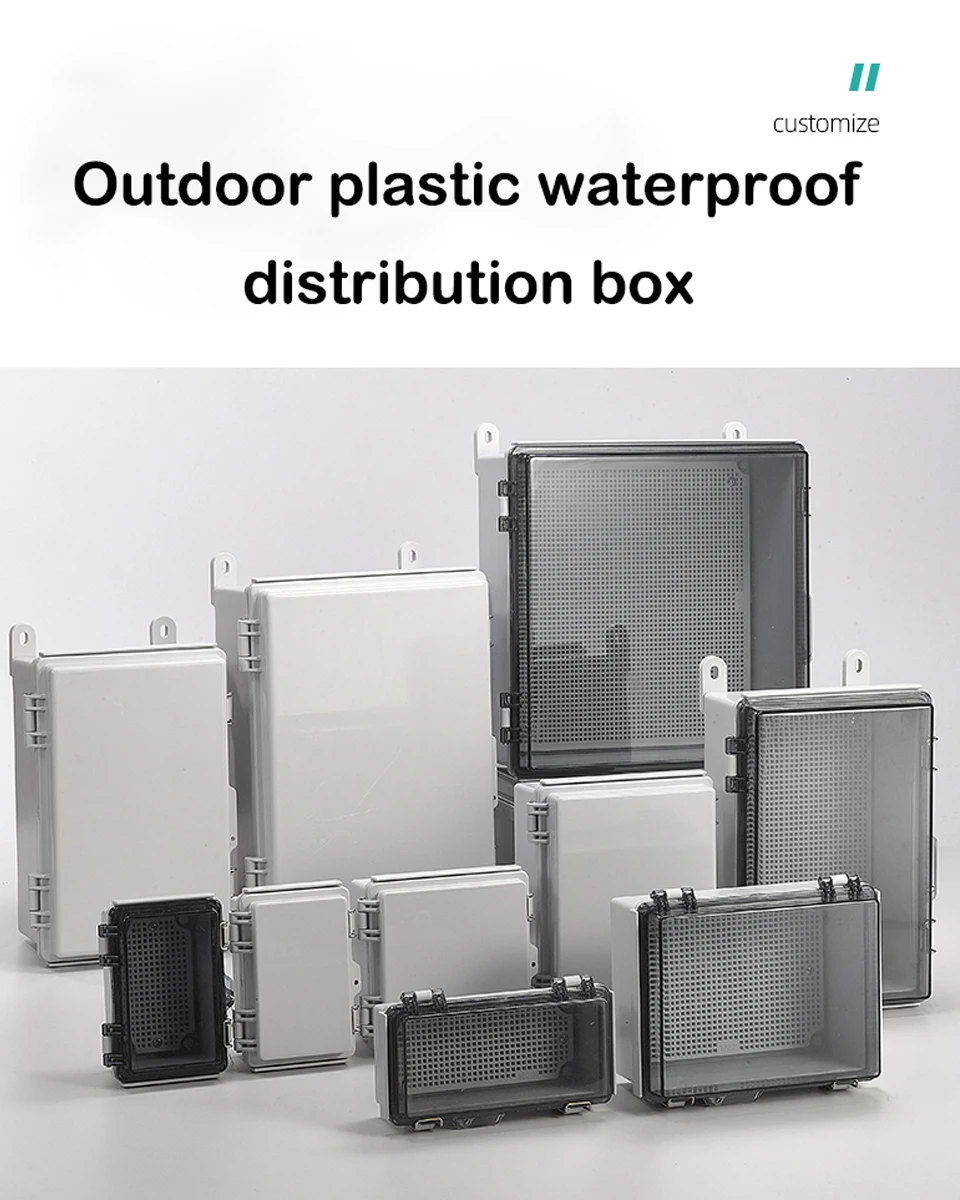 IP67 Wasserdichtes graues/transparentes Abdeckgehäuse, Anschlussdose, ABS-Kunststoff, für den Außenbereich, elektronisches Instrumentenscharniergehäuse – Detail 1