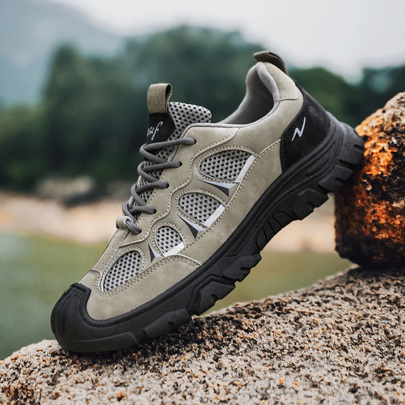

Осенняя уличная мужская треккинговая обувь, удобная нескользящая походная обувь, мужские кроссовки на платформе с низким вырезом для скалолазания, мужская прогулочная обувь