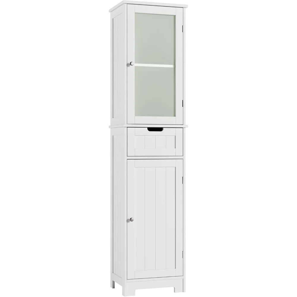 

Bathroom Cabinet, Storage Cabinet with 2 Doors & 1 Drawer, Floor Freestanding Cabinet with Adjustable Shelves