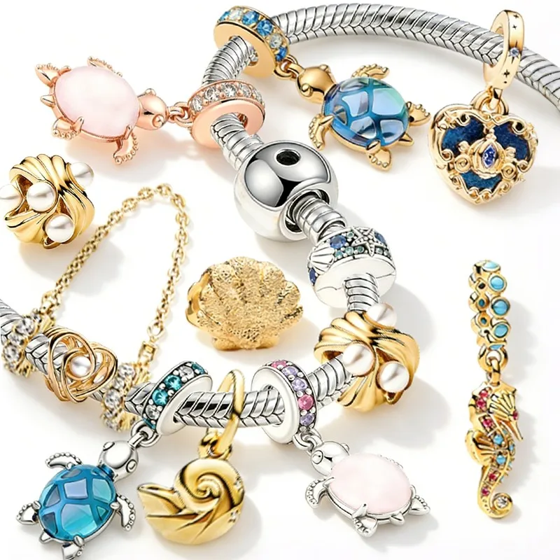 

Exquisite DIY Sea Shell Conch Ocean Series Charms Bead Pendants Clips Fit Original European Snake Bone Bracelet Accessories Gift