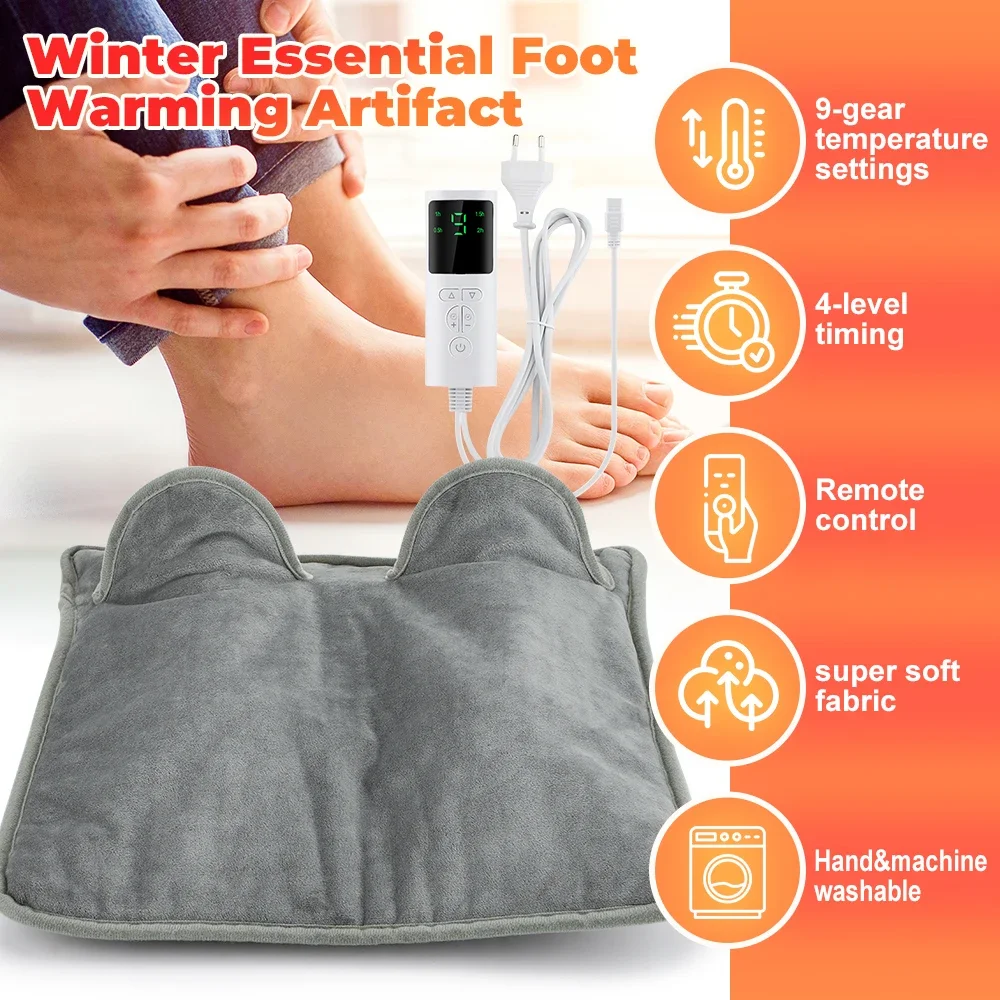 Electric Heating Foot Warmer Winter Gift USB Charging Foot Heating Pad Soft Plush Washable Heater Household Foot Warming Mat