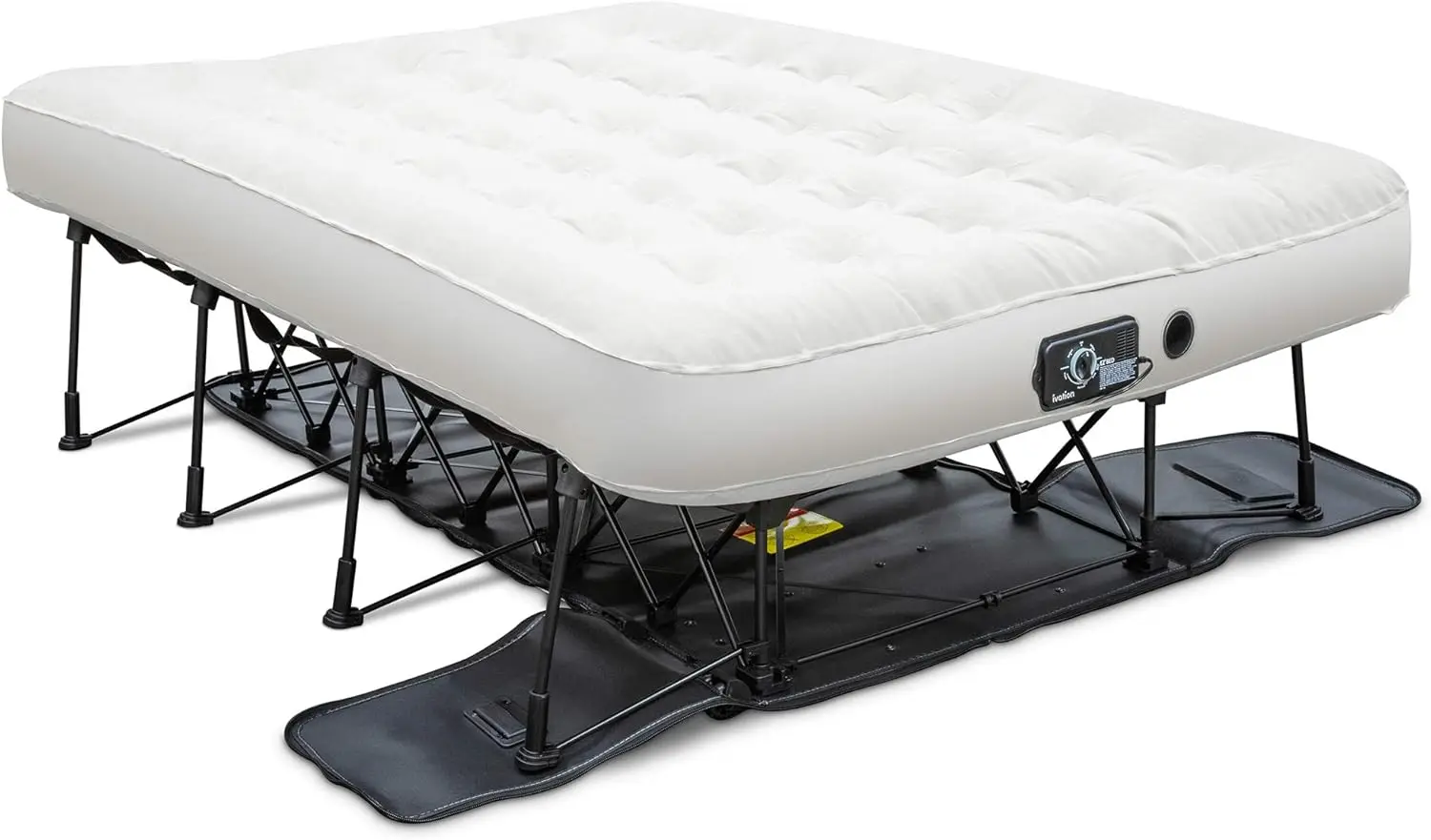 Bed (Full Size) Air Mattress with Frame & Rolling Case, Self Inflatable, Blow Up Bed Auto Shut-Off, Comfortable Surfa