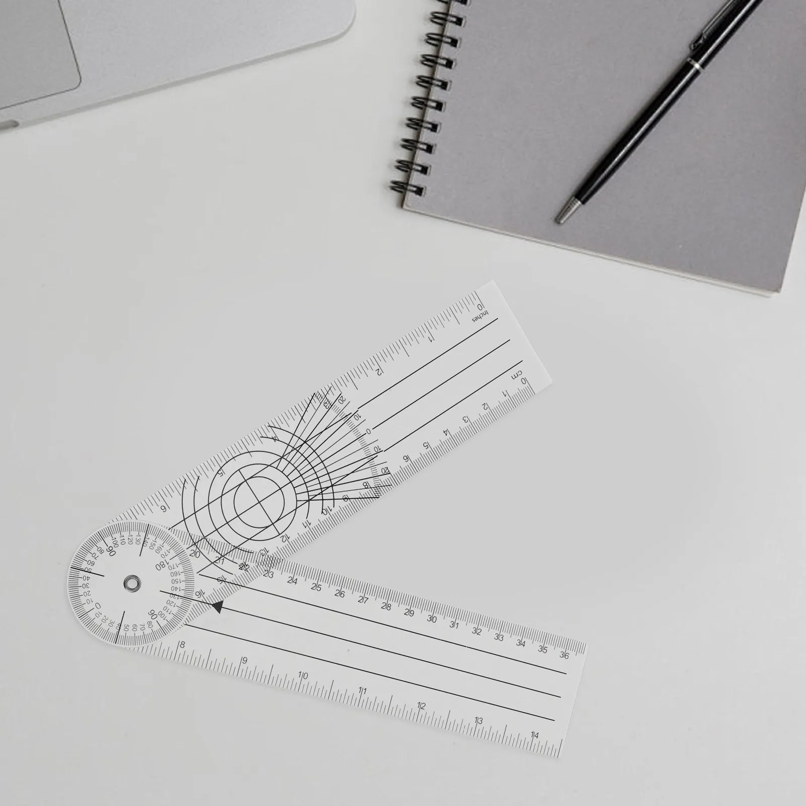 4 pièces de rapporteurs d'angle semi-circulaires en plastique transparent pliables pour architectes, ingénieurs, médecins, pour mesures d'angle précises
