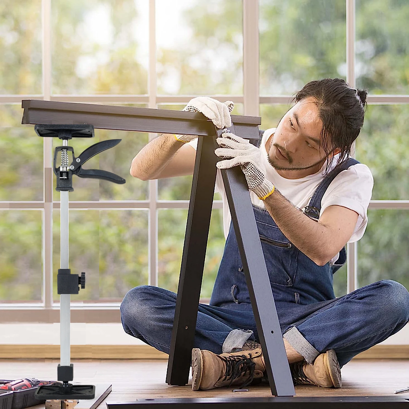 Stainless Steel Telescopic Support Rod Adjustable Three-Hand Support System Anti-Slip Installation Lifting Support Tool Frame