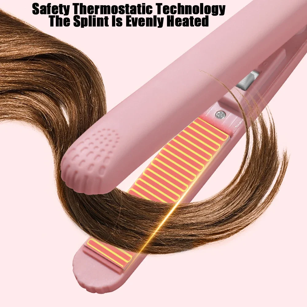 Pink Ceramic Flat Iron Hair Straightener For Smooth Finish Ceramic Floating Plates Quick Heat Up Pro Salon Curler Hair Wand Tymo
