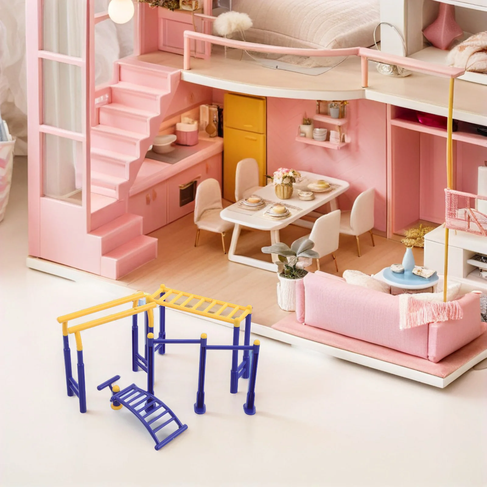 

3Pcs Scale Fitness Equipment Detailed Mini Gym Set for House Miniatures Outdoor Sand Table Decor Kids Creative Play