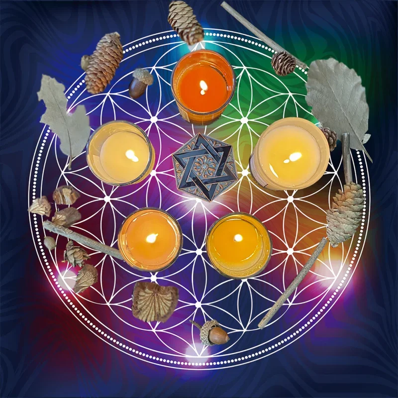 Rainbow Flower of Life Gradient Geometry Tarot Card Mat Altar Cloth Witchcraft and Tarot Ceremony Tablecloth Meditation Mat
