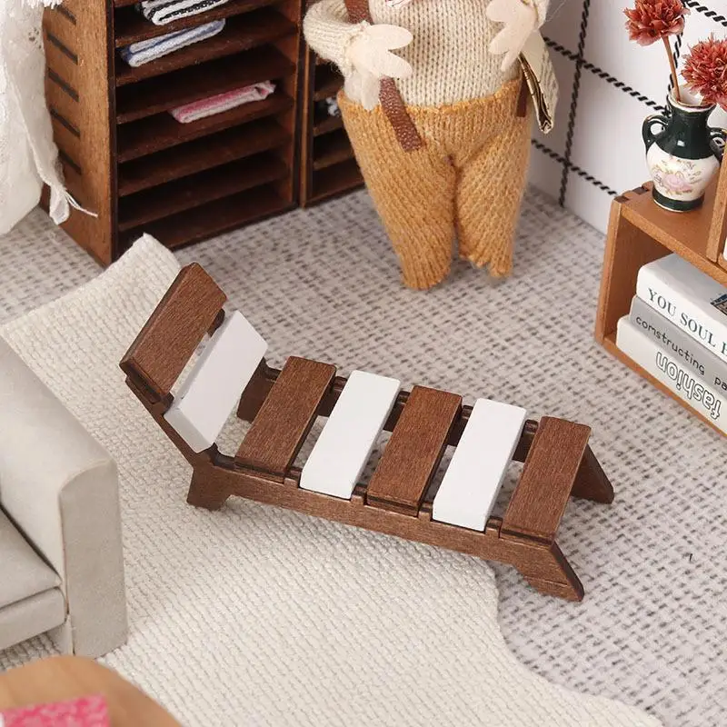 Doll House Accessories DIY Scene 1:12 Dollhouse Miniature Beach Chair Lounger Furniture Home Model Decor Toy