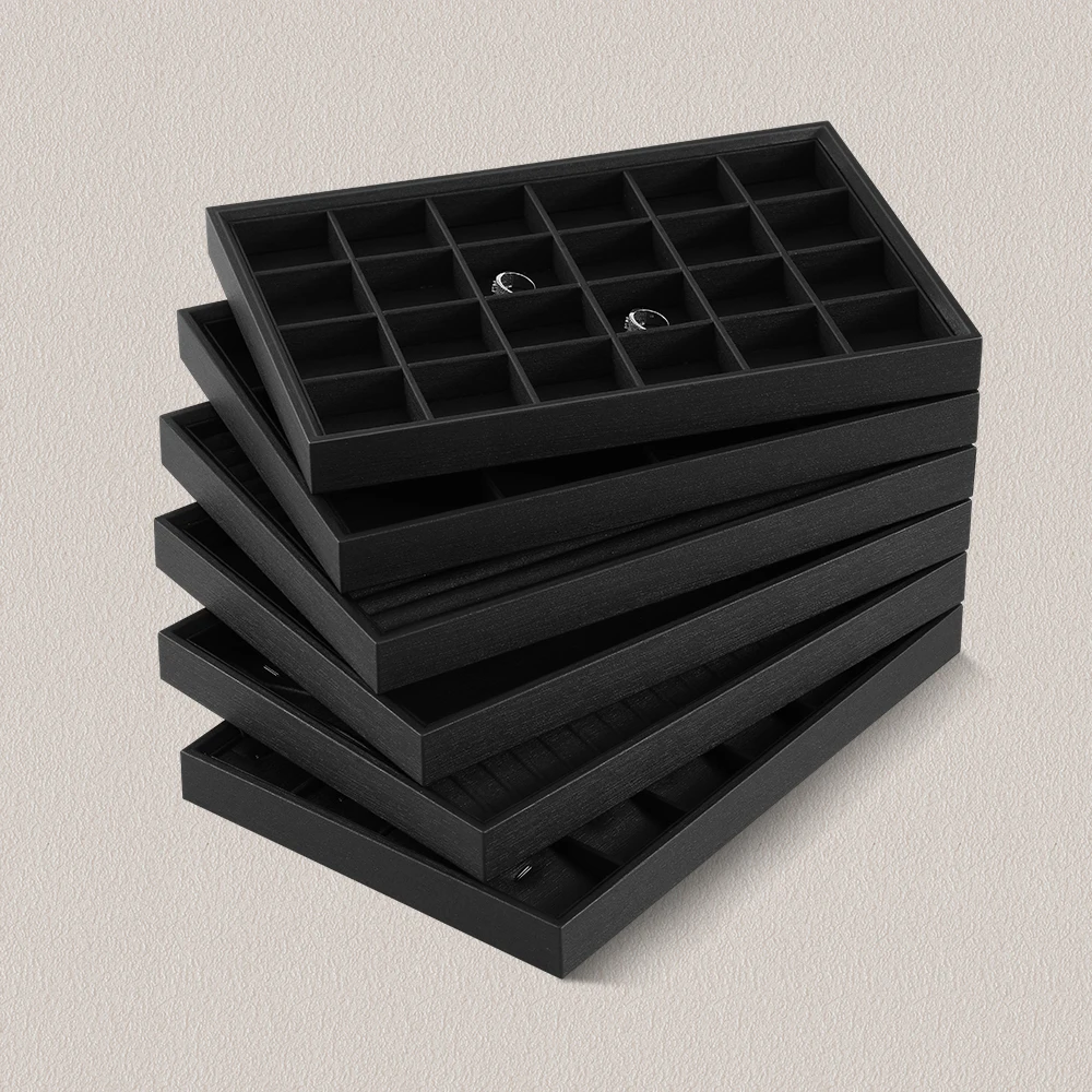 YinBeiNi 쌓을 수 있는 반지 귀걸이 목걸이 팔찌 보관 트레이, 보석 정리함 액세서리, 커버 포함 보관 트레이 P004