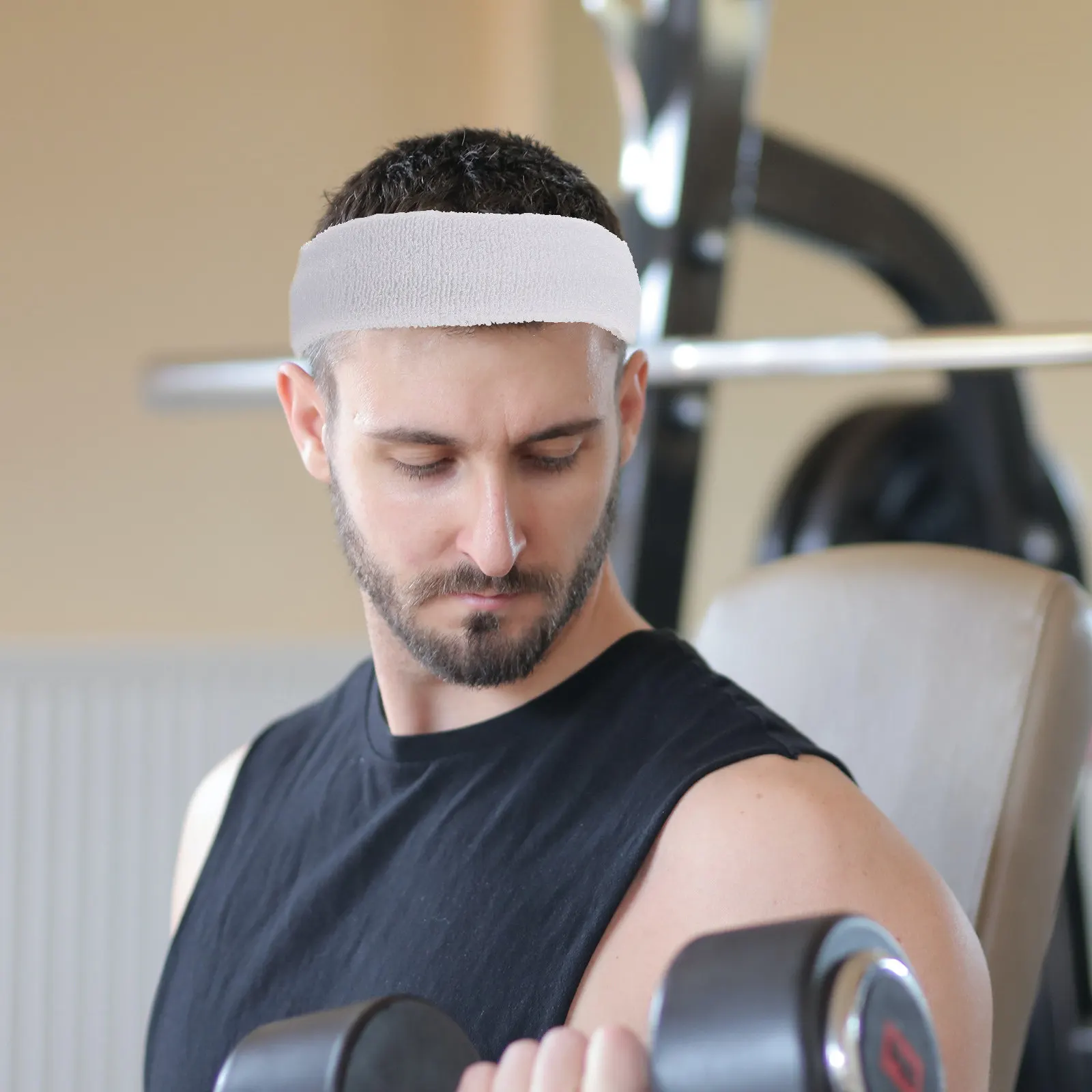 1Set Sports Headband and Wristband Set Elastic Sweat-Absorbing Comfortable Fitness Sweat Bands for Golf Tennis Basketball