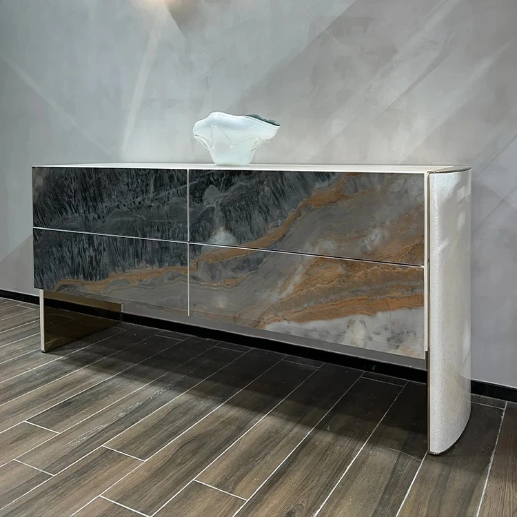 #High Quality Villa Living RoomStainless Steel Modern Plywood Console Table
