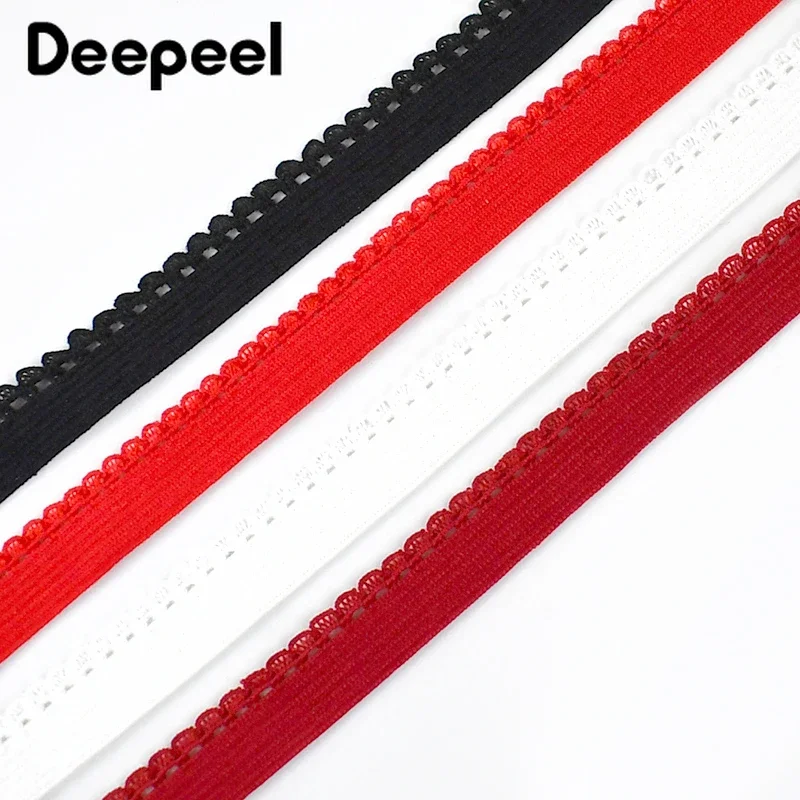 10/30/50M Deepeel 10mm Bra Lace Elastic Band Underwear Strap Rubber Bands Garment Stretch Ribbon Sewing Decoration Accessories