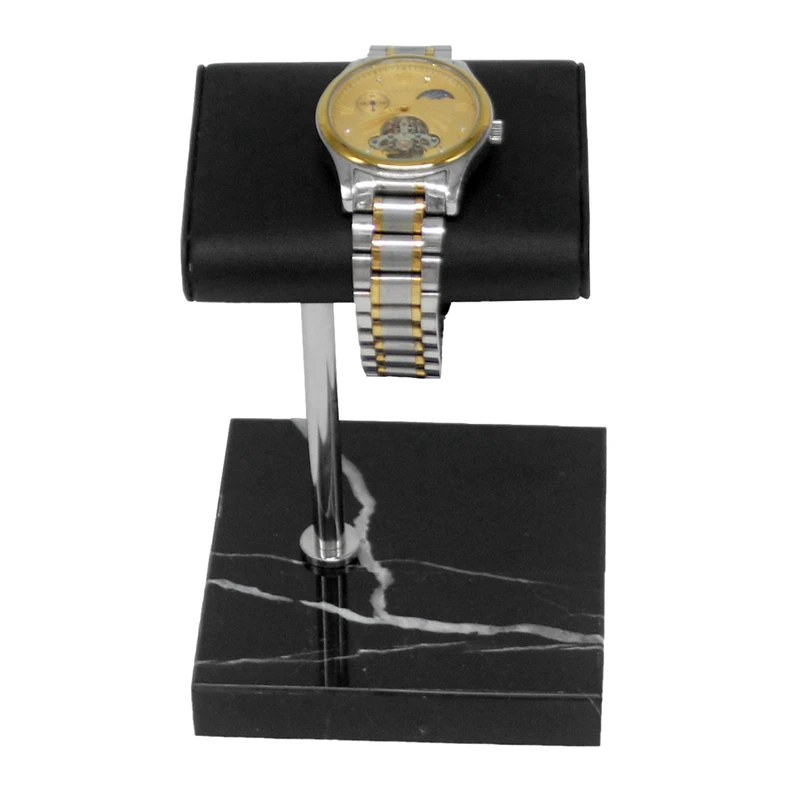 3X Black Marble Base Watch Stand Silver Color Metal Rod Belt Watch Display Props Bracelet Stand Jewelry Placement Stand