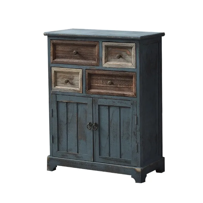 Retro cabinet, living room, American dining side cabinet, old storage cabinet, solid wood locker