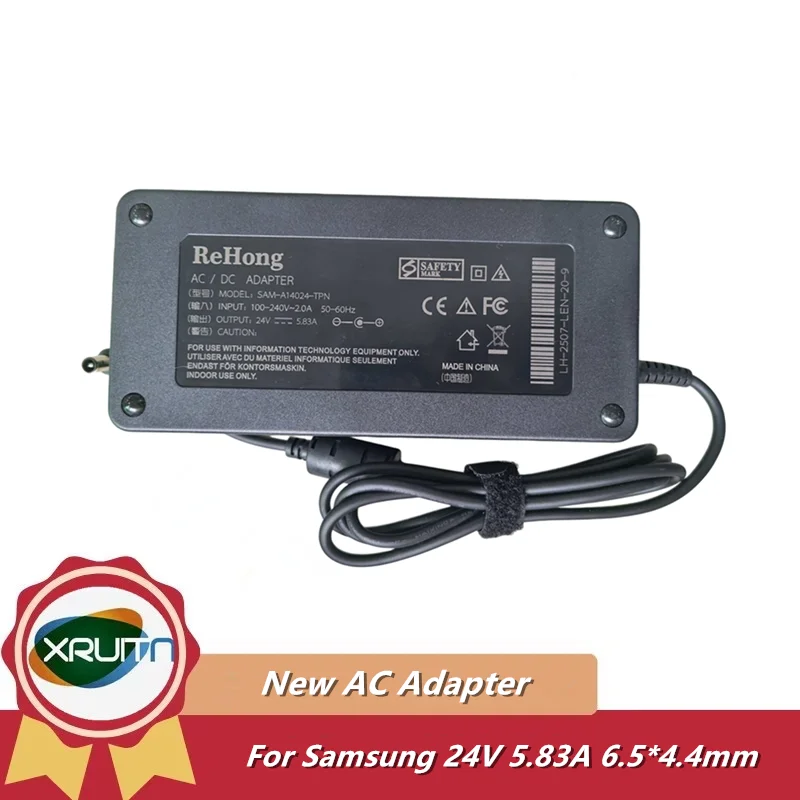 

New 24V 5.83A 140W 6.5x4.4mm AC Adapter Charger For SAMSUNG A14024_TPN BN44-01024A Monitor Power Supply