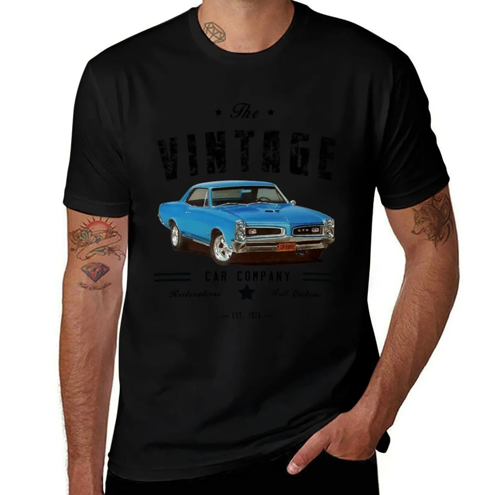 Черная хлопковая футболка Vintage GTO для мужчин в упаковке