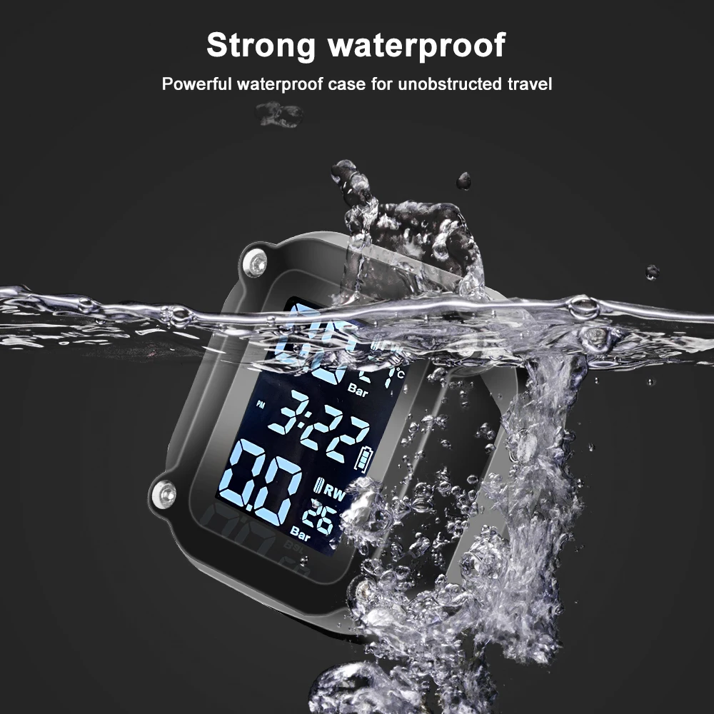 

strong waterproof magnetic charging Motorcycle Tire Pressure Monitoring System for Motorbike Scooter TMPS with 2 External Sensor